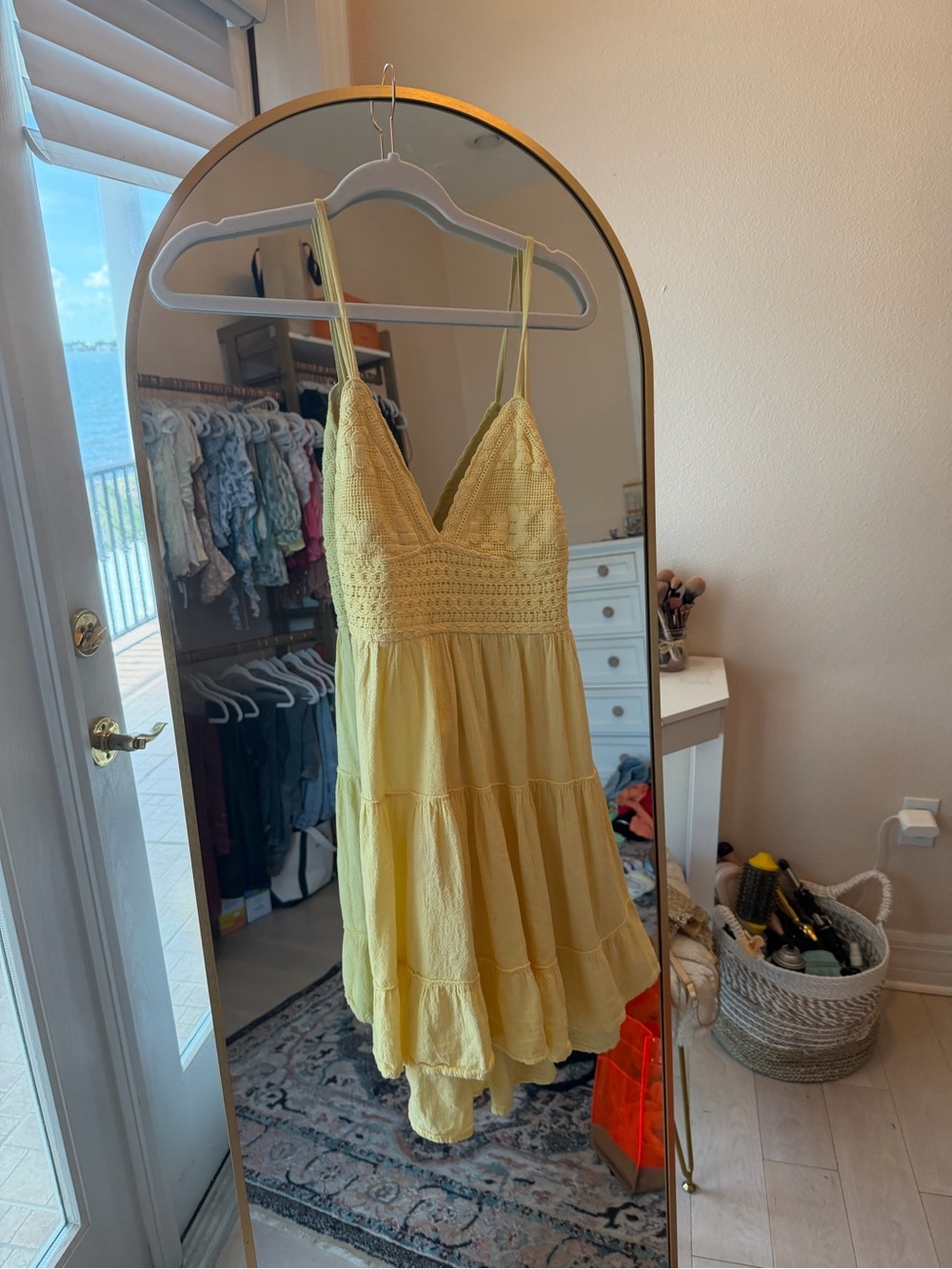 Yellow Spaghetti-Strap Mini Dress - Lightweight Summer Style